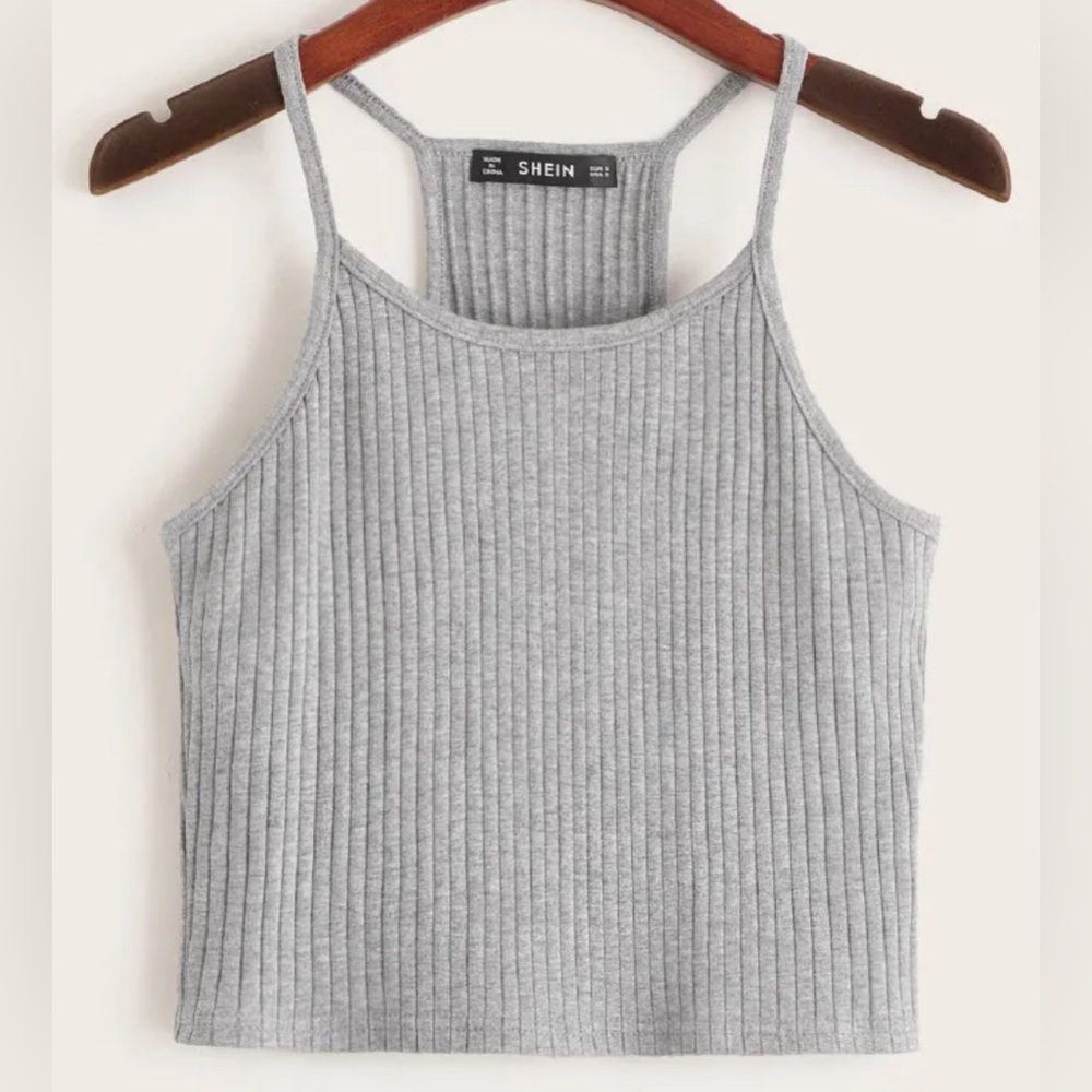 SHEIN Ribbed Heathered Knit Cropped Cami top